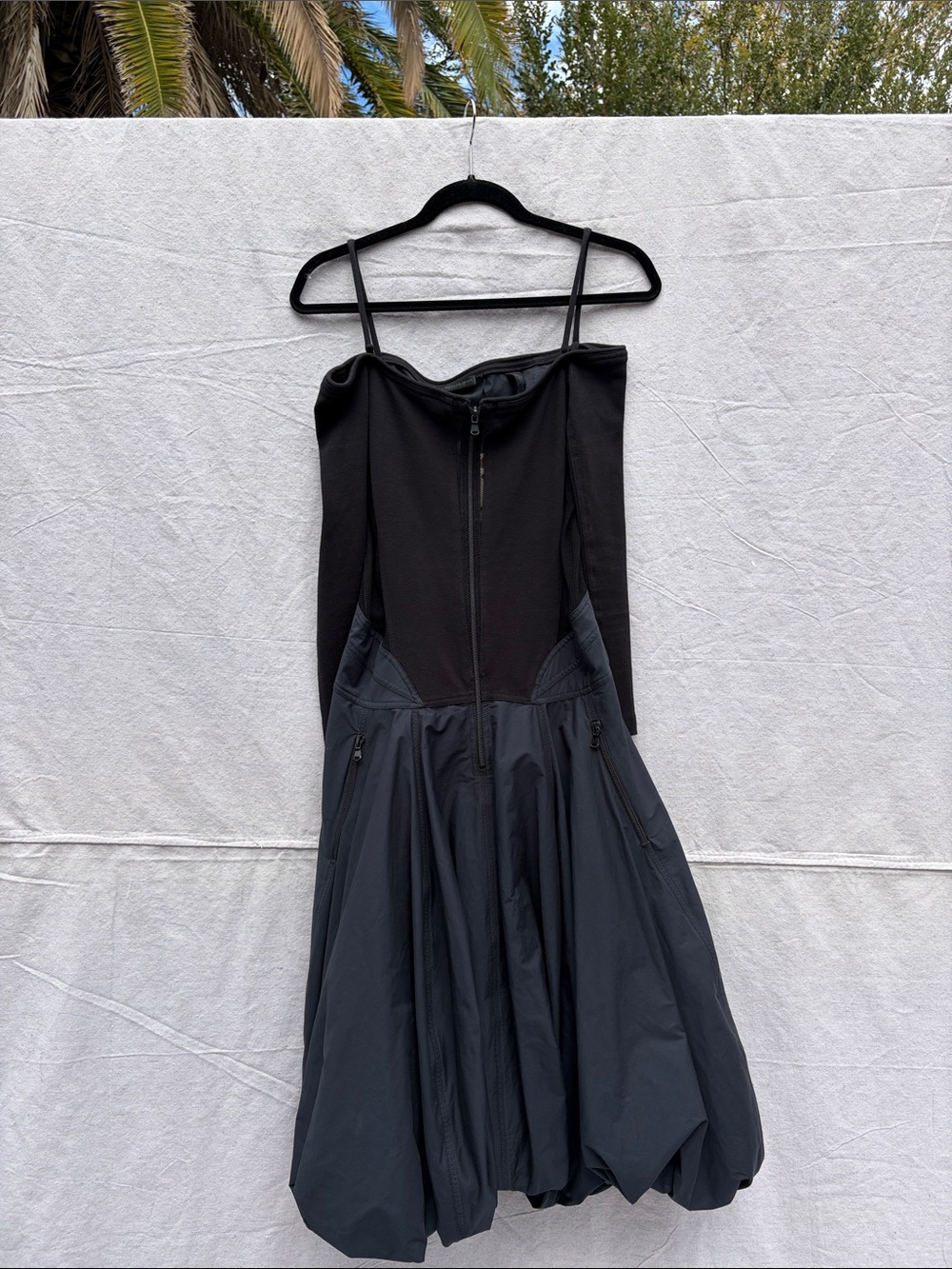 Black Strappy Bubble Skirt Dress
